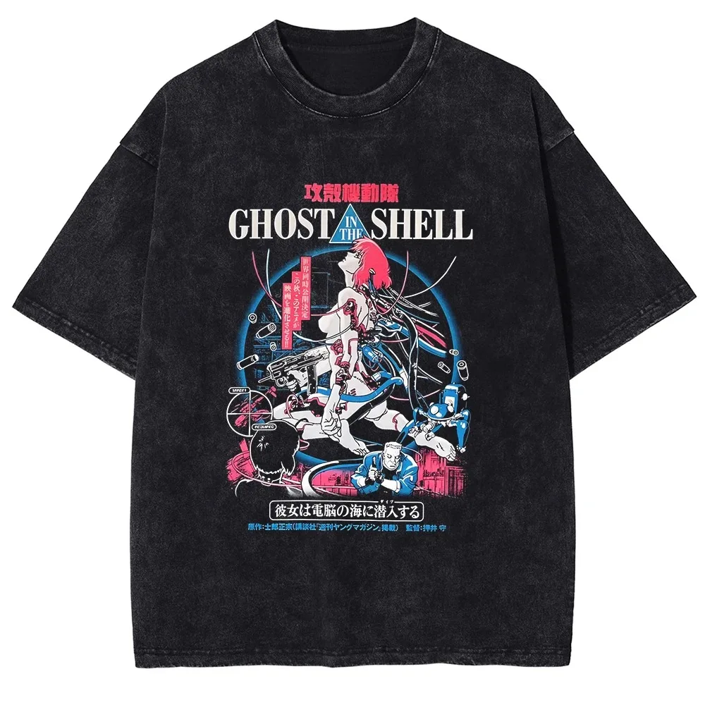 Harajuku تي شيرت تقليدي أنيمي الجرافيك تي شيرت خمر مانغا تي شيرت عادية فضفاض تي شيرت Harajuku عادية قطنية عالية الجودة للجنسين
