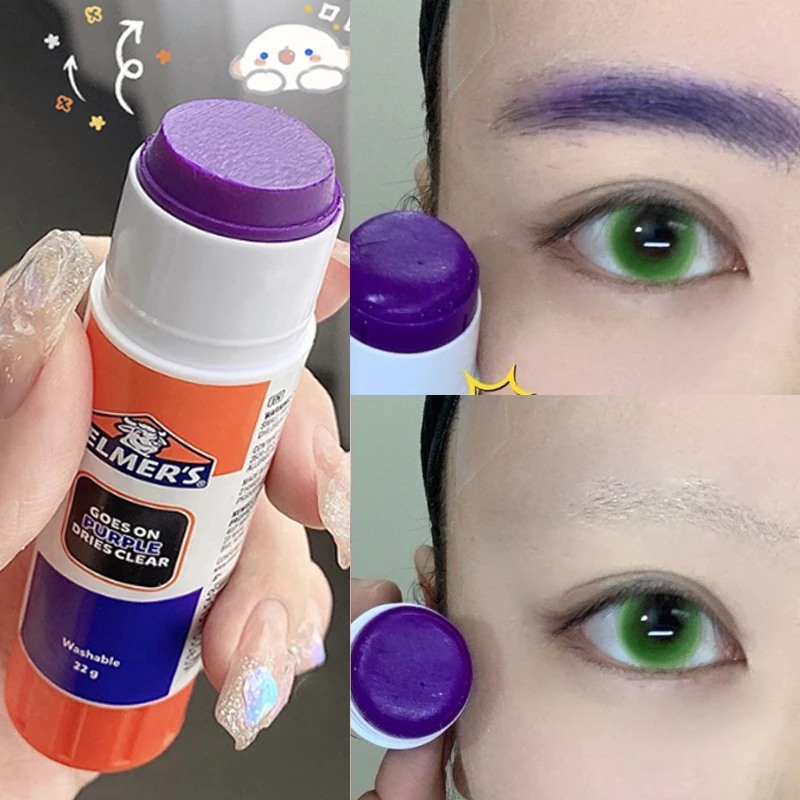 Cosplay Eyebrow Glue Stick Makeup Disappearing Purple Washable Brow Shaper Hiding DIY Versatile Handmade Craft School Glue Stick