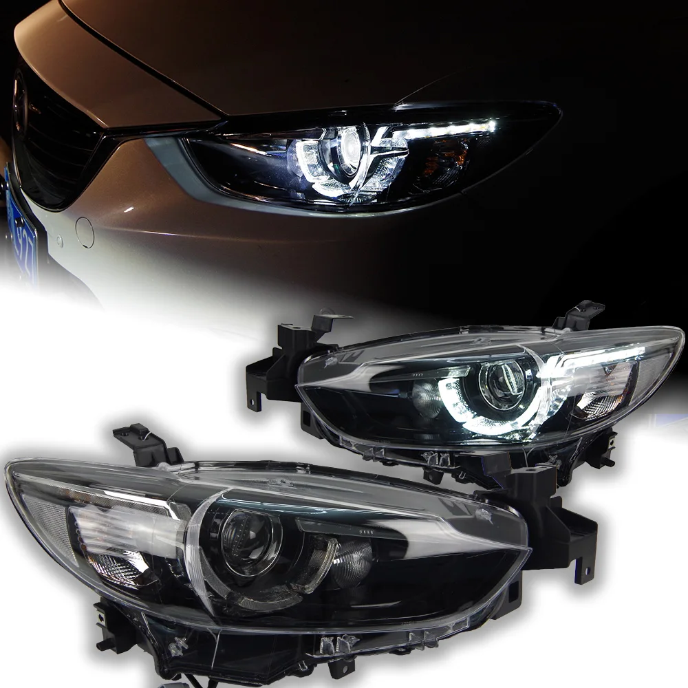 Luces de coche para Mazda 6 Atenza faro lente de proyector 2013-2016 Mazda6 lámpara de cabeza de señal faros LED Drl accesorio automotriz