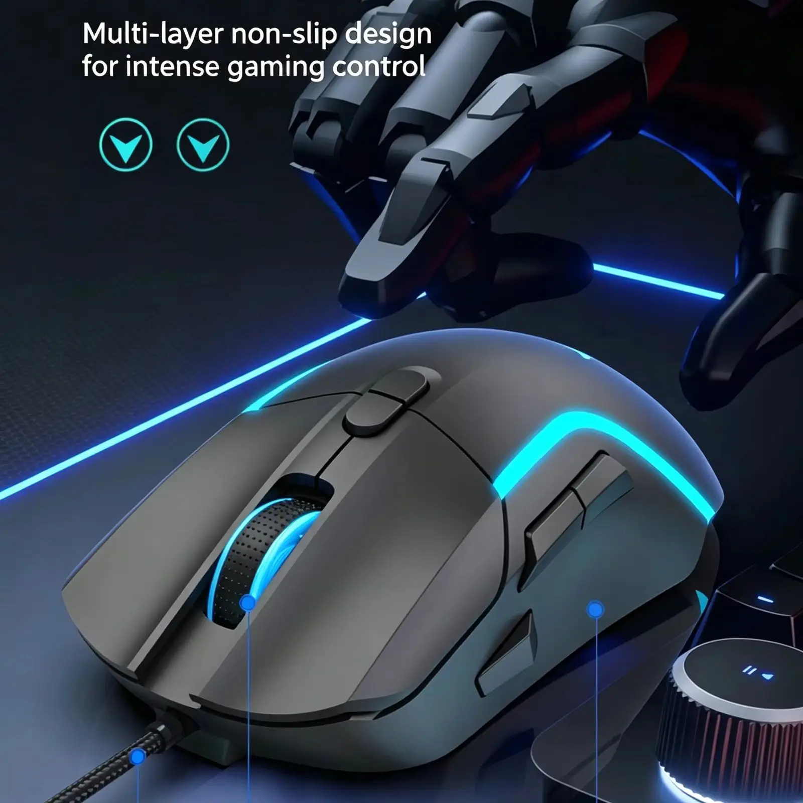 Gaming RGB Backlit Wied Optical Mouse 6400DPI Adjustable Gamer Ergonomic Design Mouse With Marco For PC Computer Laptop Tablet
