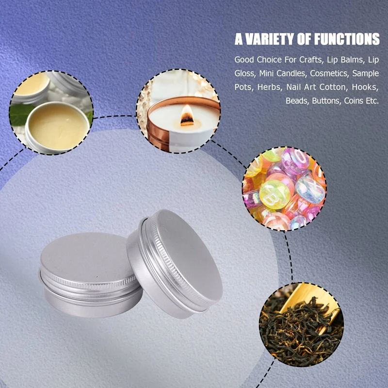 30 Pack Screw Top Round Metal Lip Balm Tins Containers Lids (1Oz)