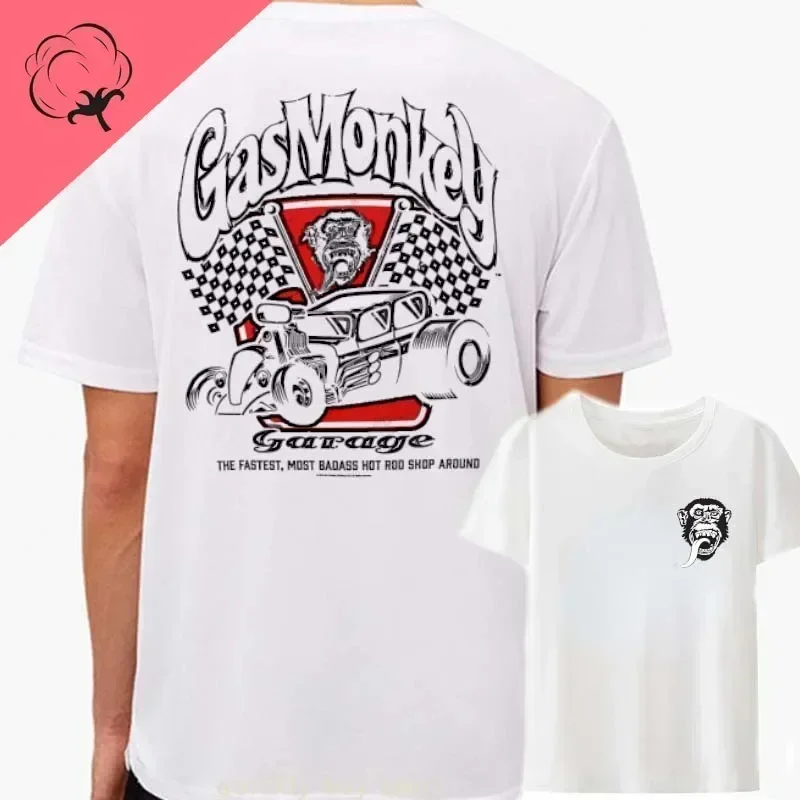 Amazing  New Gas Monkeys Garage Summer Casual  Cotton Short-sleev Essential Double-sided Gas Monkeys Garage Male Cotton T Shirt