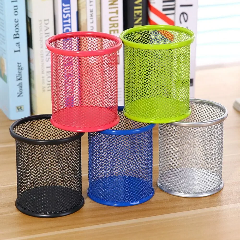 Multifunction Round/Square Mesh Pen Pot Multicolor Pen Holder Desk Tidy Stationery Organiser Pencil Storage Stationery Organiser