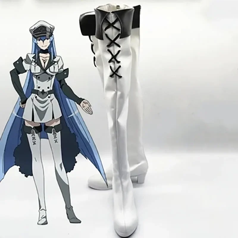 Esdeath Cosplay Shoes Anime Akame ga KILL Empire Cosplay Costume General Apparel Full Set Uniform Outfit Cosplay Wig Boots