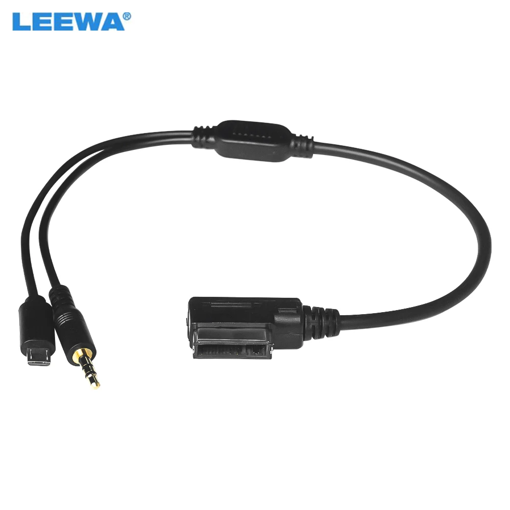 

LEEWA 5Pcs Car Audio Music AMI/MDI/MMI Interface To 3.5mm Male Micro USB AUX Cable For Audi Volkswagen Wire Adapter #CT1491