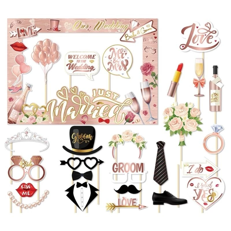 

Selfie Lover Paper Photo Booth Props and Frame Set for Wedding Parties Event