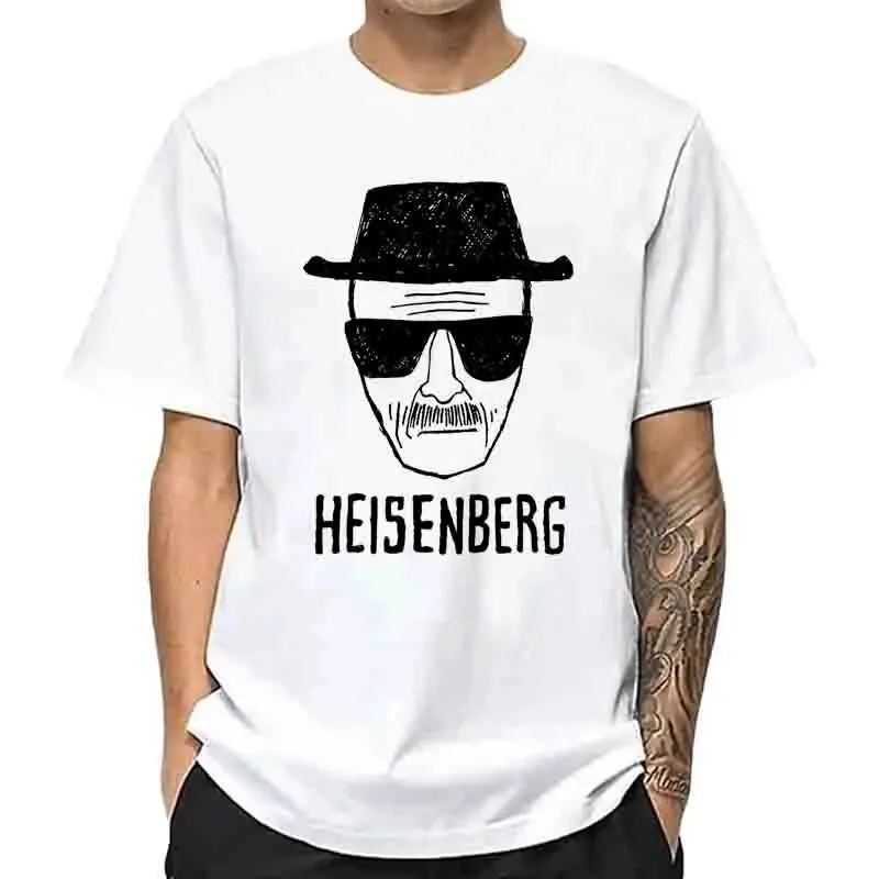 Fashion Summer Tops for Men. 100% cotton loose silhouette, stylish Heisenberg print, versatile casual daily tee.