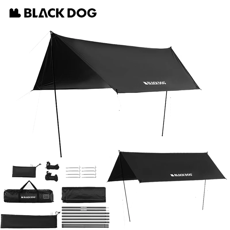 Naturehike BLACKDOG Square Hexagon Tarp Outdoor Camping Awning Sunscreen Waterproof Canopy Black Coated UV Resistant Sun Shelter