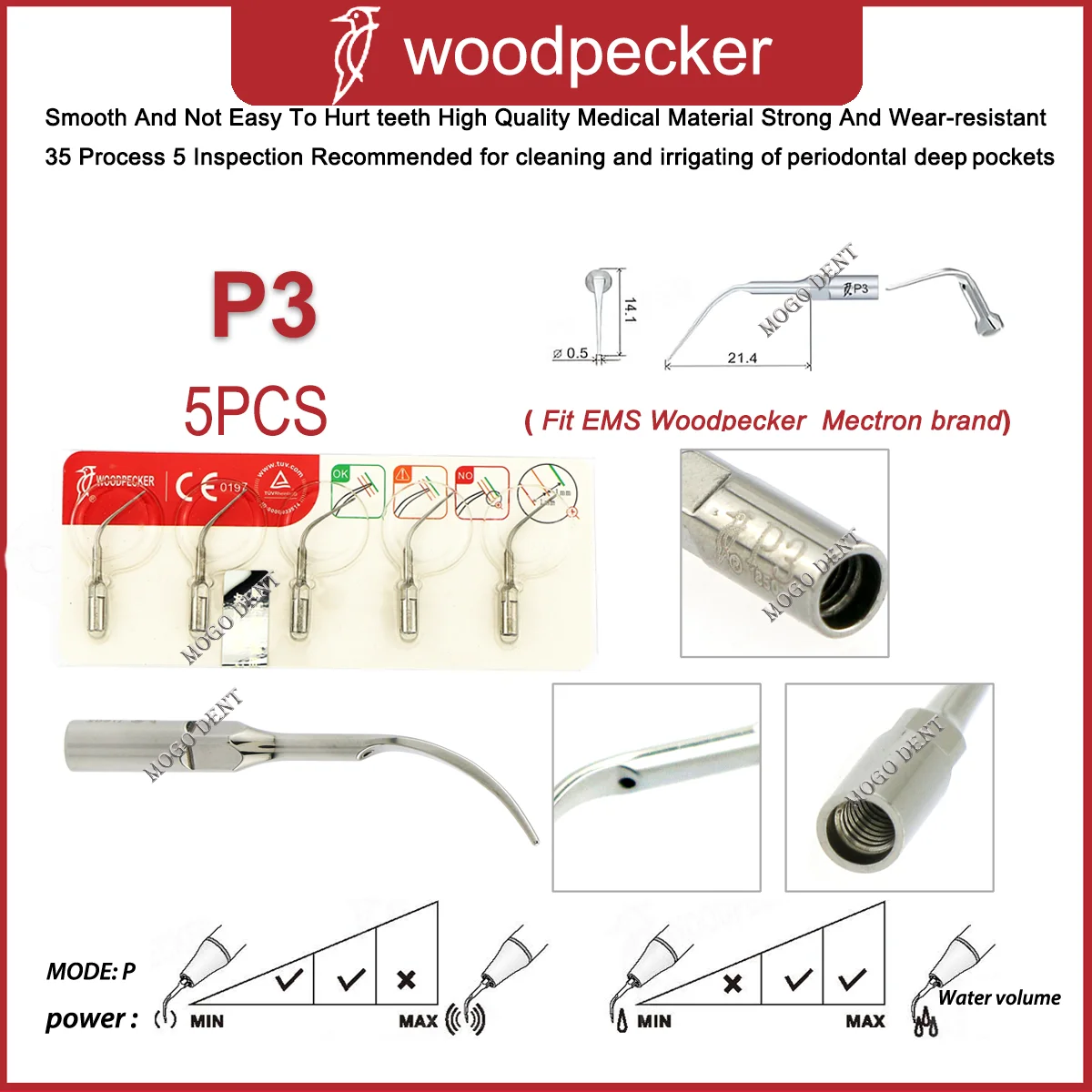 Specht Tandheelkundige Ultrasone Piezo Scaler Handstuk HW-5L Scaler Tips G1 G2 G3 P1 P3 P4 Fit EMS En Mectron Ultrasone Scaler