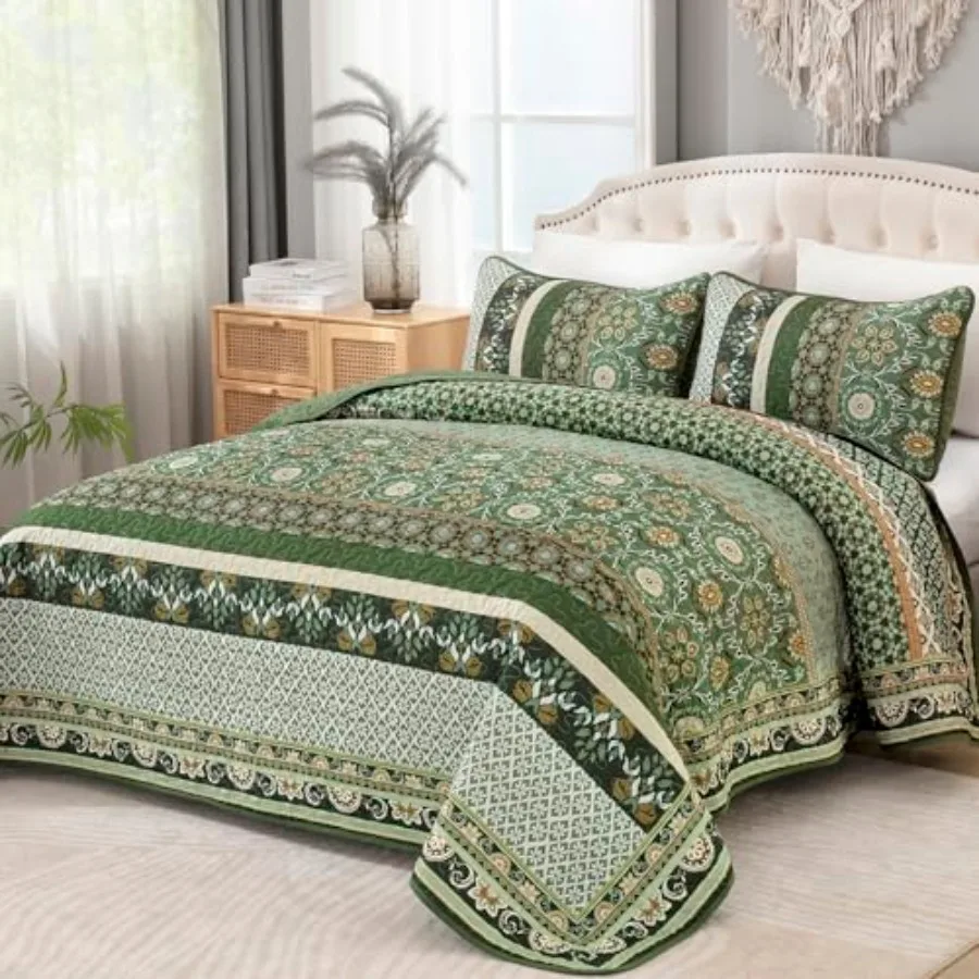 

Quilts Size Spring Summer Bedspreads Bedding Set Lightweight Boho Vintage Bohemia Coverlet Set with 2 Shams for Bed 96x90 Inch