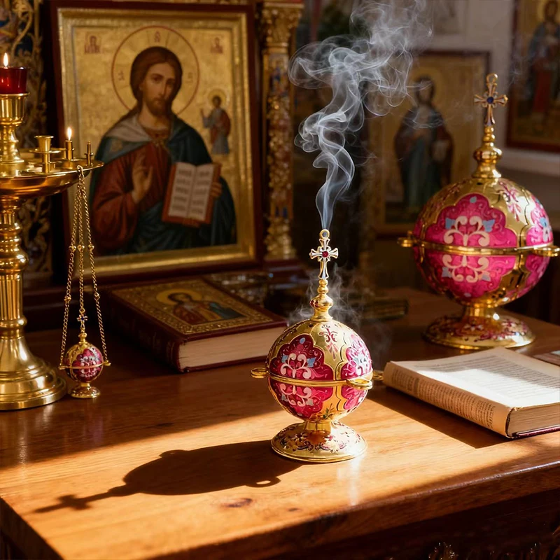 Neu2026Orthodoxes Hängegebetser mit Kette 6,5" Zinklegierung Vergoldeter Gebetser Kirchen-Hängegebetser Dekoration für die Gebetsecke zu Hause – Detail 4