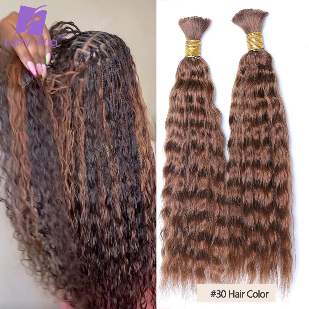 

Wet and Wavy Human Bulk Hair For Braiding Knotless Burmese Remy Double Drawn No Weft Hair Extensions Boho Box Braids Hair 30 27