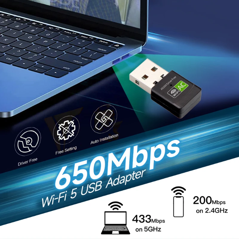 Wireless USB Adapter wireless network card adapter game Lan Card Transmit/Receive WiFi Free Driver Dual Band 2.4G 5G share WiFi