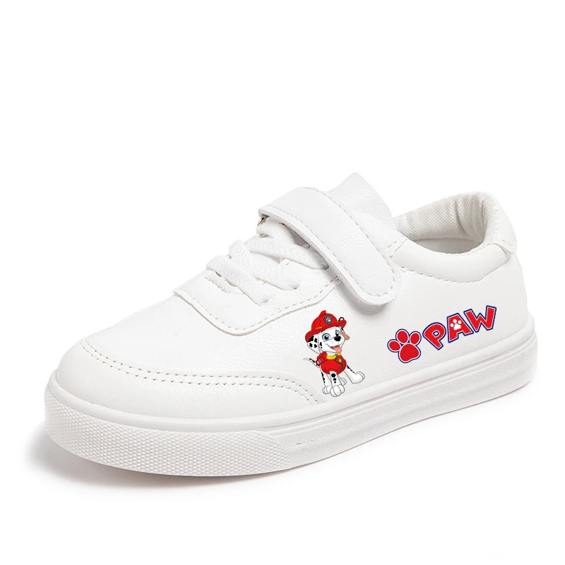 أحذية رياضية للأولاد والبنات من Paw Patrols، أحذية رياضية بنمط كرتوني جديد، أحذية كاجوال من الجلد الناعم للأولاد والبنات، أحذية بيضاء صغيرة