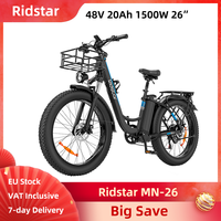 Ridstar MN-26 Electric Bike 1500W 48V 20Ah 26*4.0 Inch Fat Tires Urban and Off-Road All Terrain E-bike 7-Speed Fast Charging