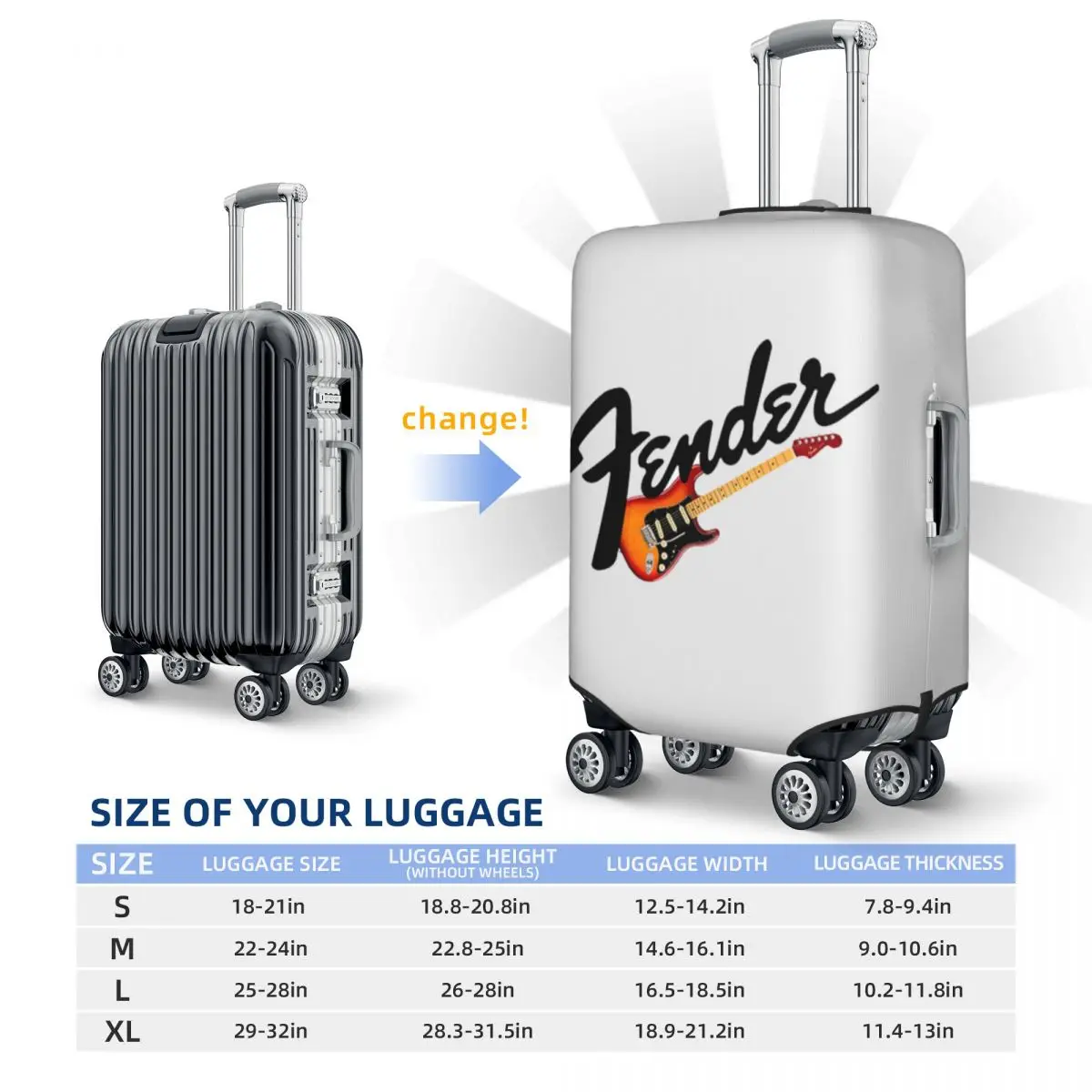 Классический защитный чехол для чемодана Fender Strat, эластичные защитные чехлы для дорожного багажа на 18-32 дюймов