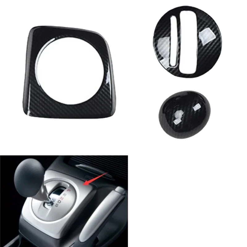 New-3Pcs AT Car Carbon Fiber Gear Shift Panel Cover Frame Trim RHD For Honda Civic 2006-2011