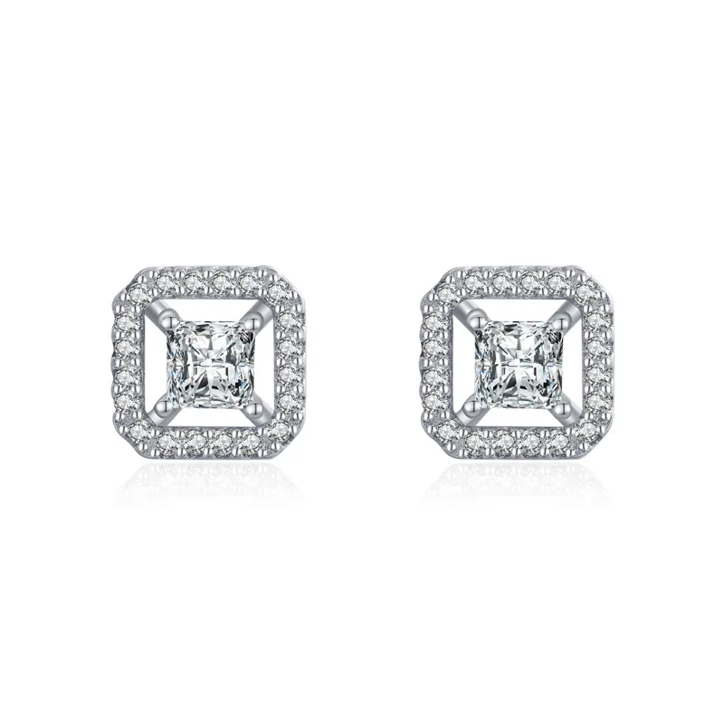 

Princess Cut Diamond S925 Women's Sterling Silver Square Stud Earrings