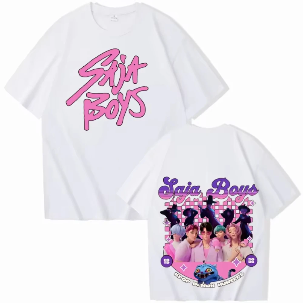 

Лето 2022, KPop, охотники на демонов Saja, мужская и женская футболка Harajuku, повседневная рубашка с круглым вырезом, подарок, одежда больших размеров, хлопковая одежда с коротким рукавом