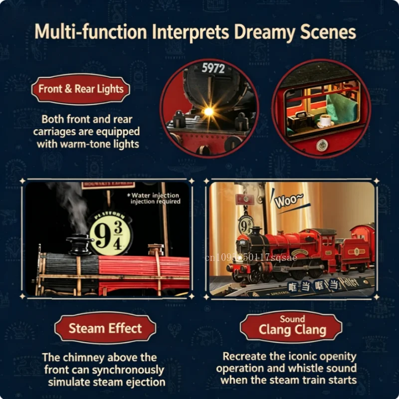 Original  Harry Potter Hogwarts Express Electric Steam Locomotive Smoke and Sound Effects DIY Wooden Building Toys Collectors view 4