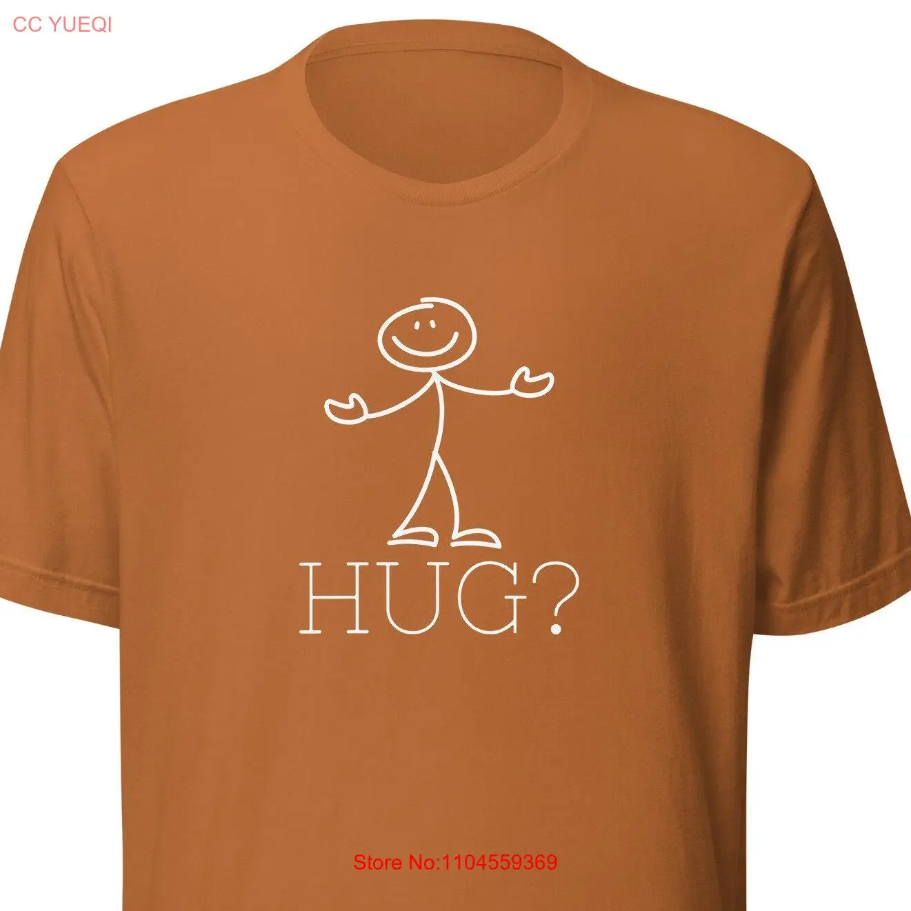 Hug T Shirt Cute Woman or Man's Stick Figure Woman's Hugging Positive Fun Encouraging long or short sleeves