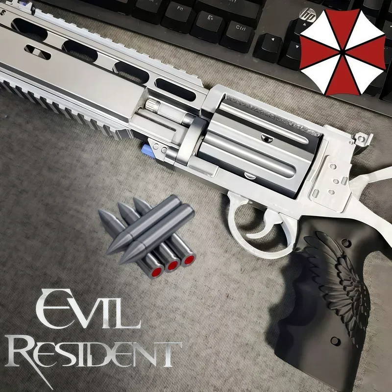 Resident Evil 9 Requiem 1/3 Non-Firing Silver Revolver Leon Gun Model Toy Cosplay Pistol Prop Desktop Display Ornament Game Gift view 2