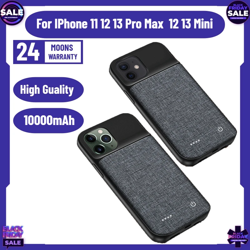 

10000mAh Battery Charger Case for IPhone 11 12 13 Pro Max XR XS Max 12 13 Mini Portable Power Bank Charging Cover Batterie