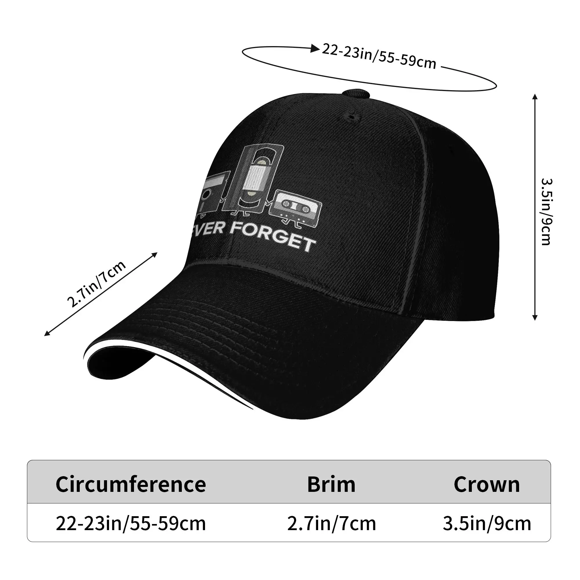 Summer Casual Baseball Cap Never Forget Audio Cassette  Tennis Skate Trucker Hat For Female Male Sun  y2k Cute Baseball Caps