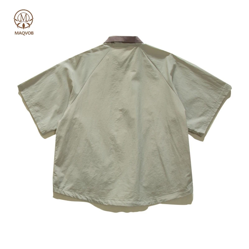 MAQVOB EU US Size Luxury Quality Street Casual Shirt Summer Overzie Color-Block Turn-Down Collar Loose Fit Sports Shirt