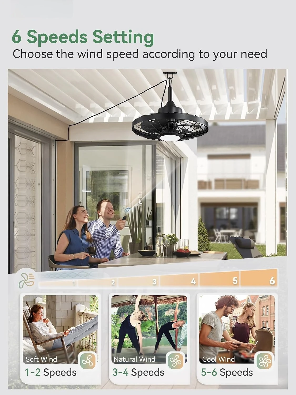 Ceiling Fan with Lights 20 inch，High-Quality Metal Standard Size Smart APP/Alexa Control Remote Control 3 CCT Color Changing (Black) view 3