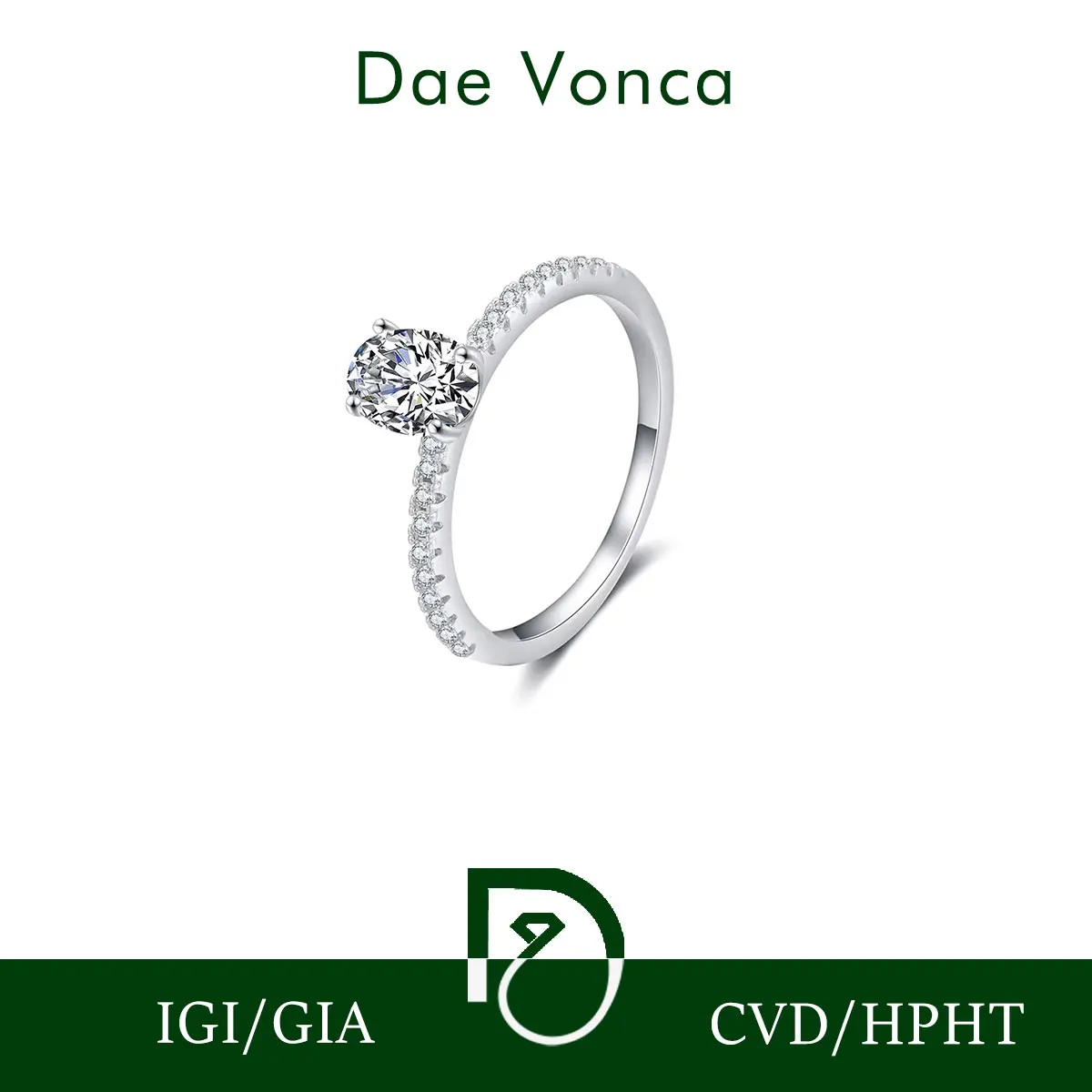 Oval Cut Pavé Diamond Ring 18K White Gold 2.0CT VVS Custom Lab Grown Diamond Ladies Wedding Rings IGI Certified