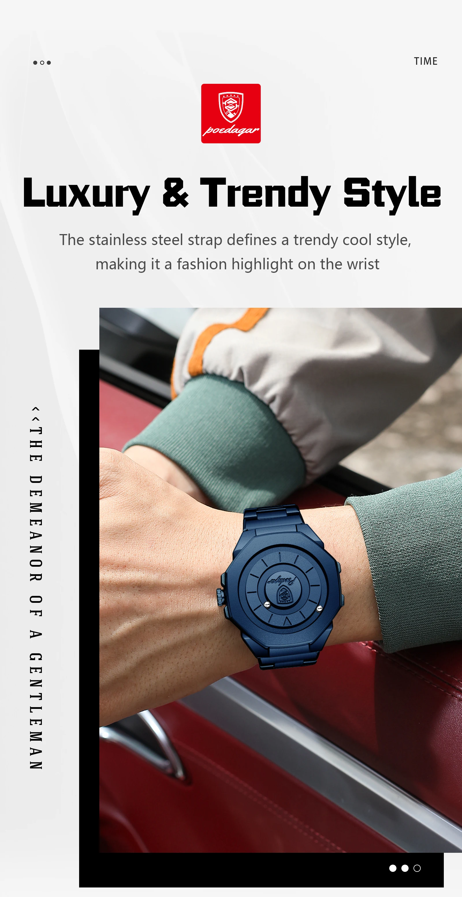 POEDAGAR Top Kreative Herren-Armbanduhr, Modische Wasserdichte Edelstahl-Herrenuhr, Quarz, Neue Business-Herrenuhren, Reloj Hombre – Detail 6