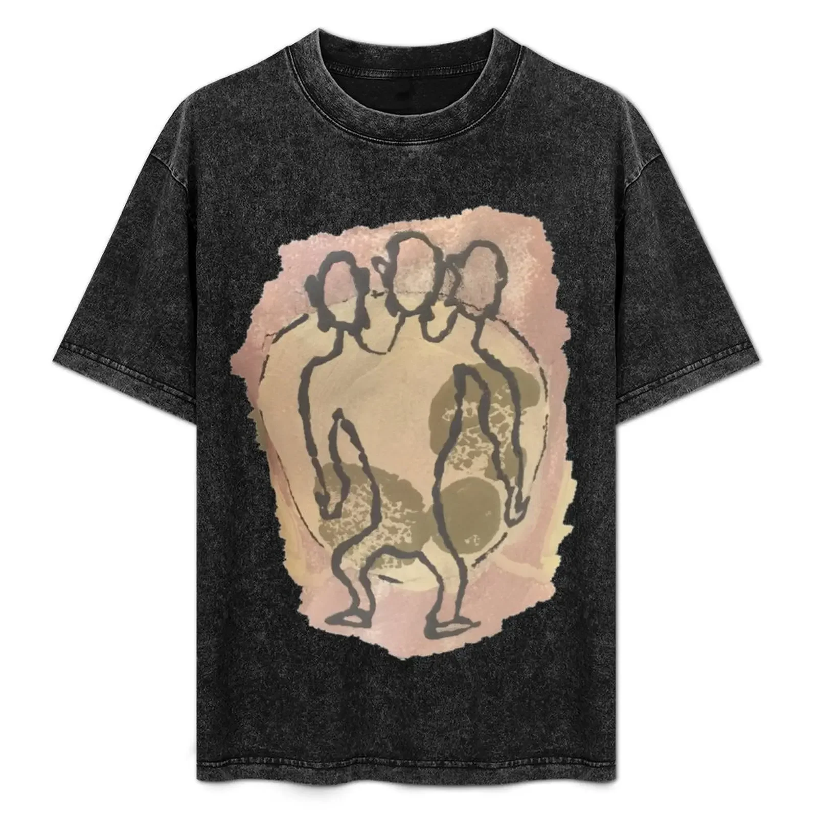 

Three-Headed Monkey Ancient Cave Painting T-Shirt baggy shirts customizeds blue lock mens tall t shirts