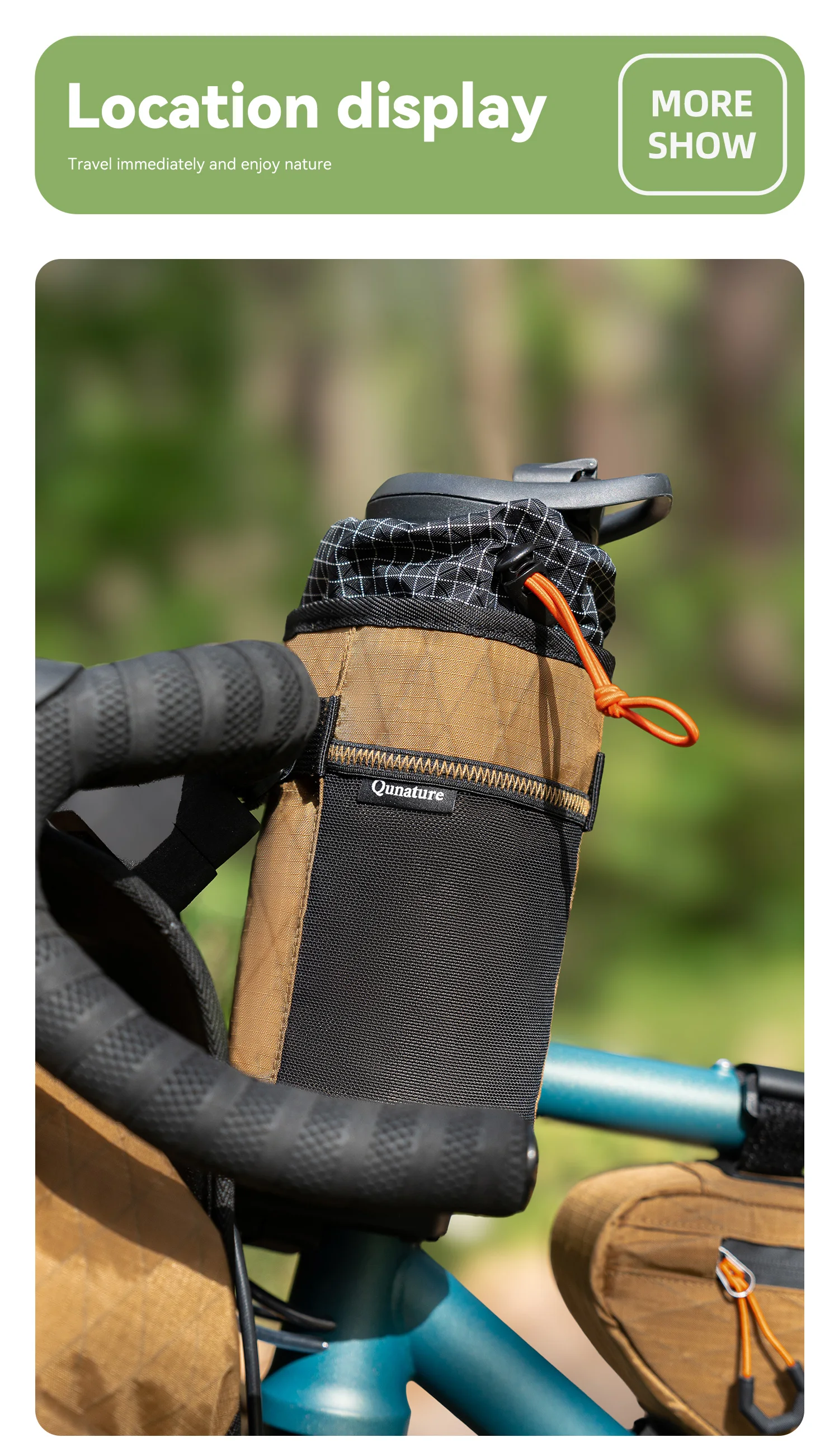 Qunature 2er-Set Fahrradlenker-Flaschentasche MTB/RB Vorderrahmentasche Isolierte Kühltasche Faltbare Fahrradlenkertasche Umhängetasche – Detail 9