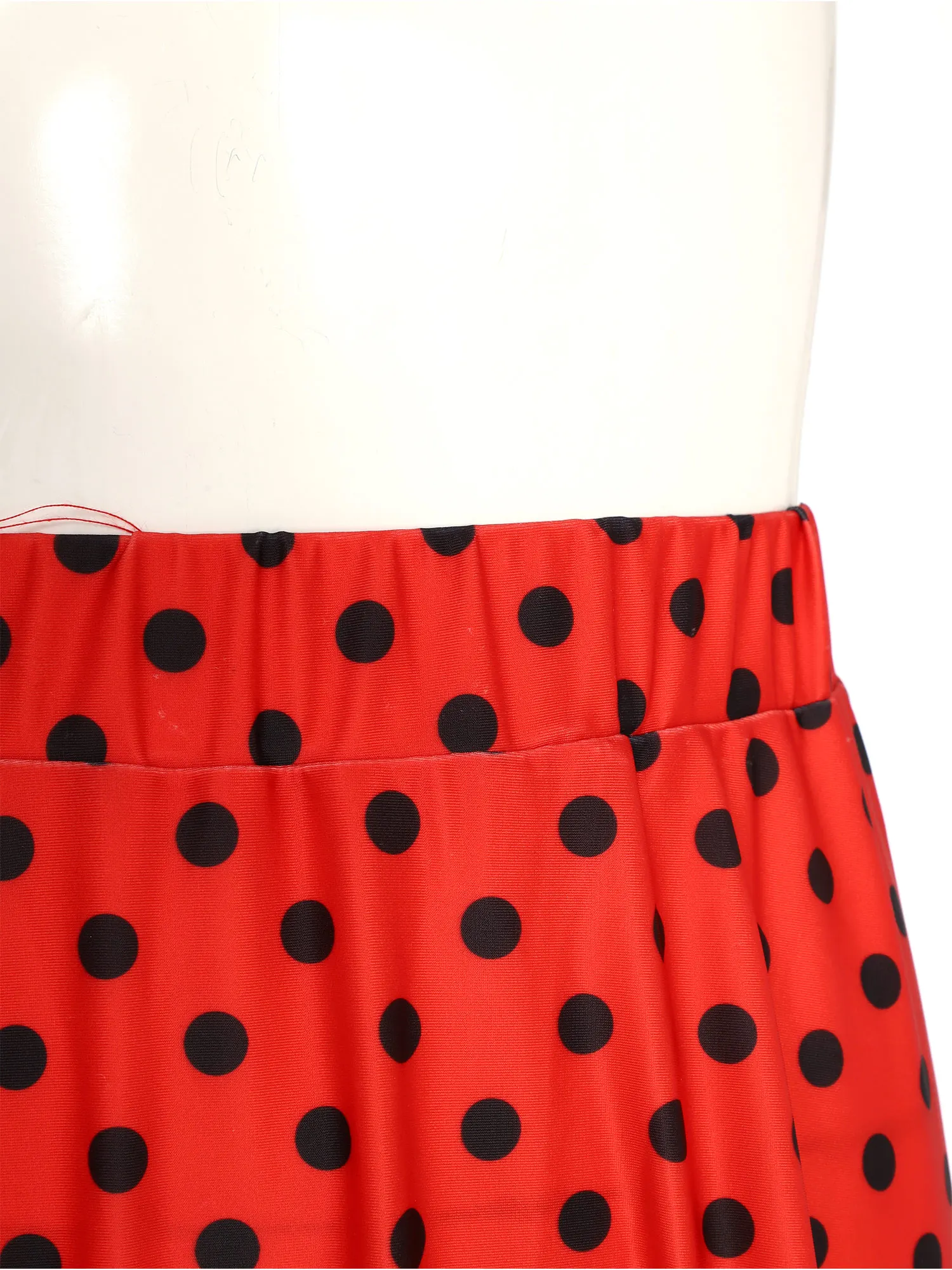 

Kids Girls Spanish Flamenco Polka-Dot Ruffle Skirt Elastic Waistband Layered Ruffled Long Skirt for Halloween Dance Performance
