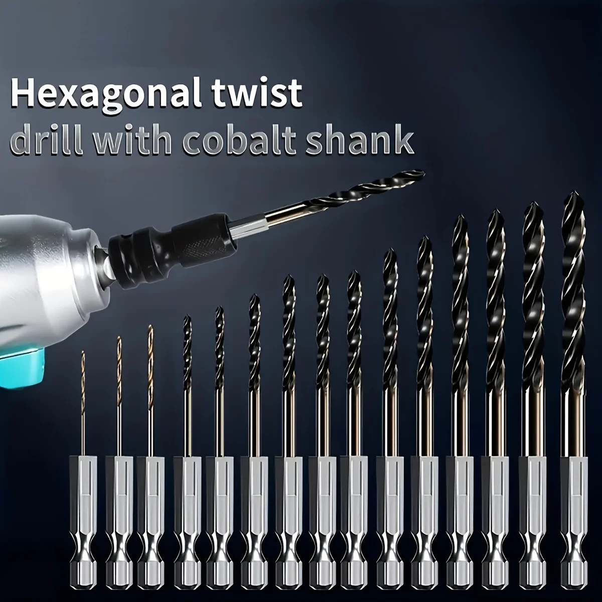15-teiliges 1/4-Zoll-Sechskant-Bit-Set für Schlagbohrmaschinen, Hochgeschwindigkeitsstahl-Spiralbohrer für Stahl, Aluminium und Holz – Detail 2