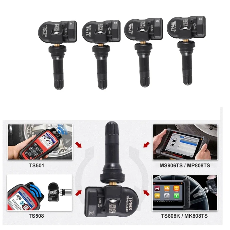 4Pcs Programmable MX Sensor TPMS Tire Pressure Monitor 315MHz 433MHz Universal 2 In 1 Tool For Autel Replacement Set