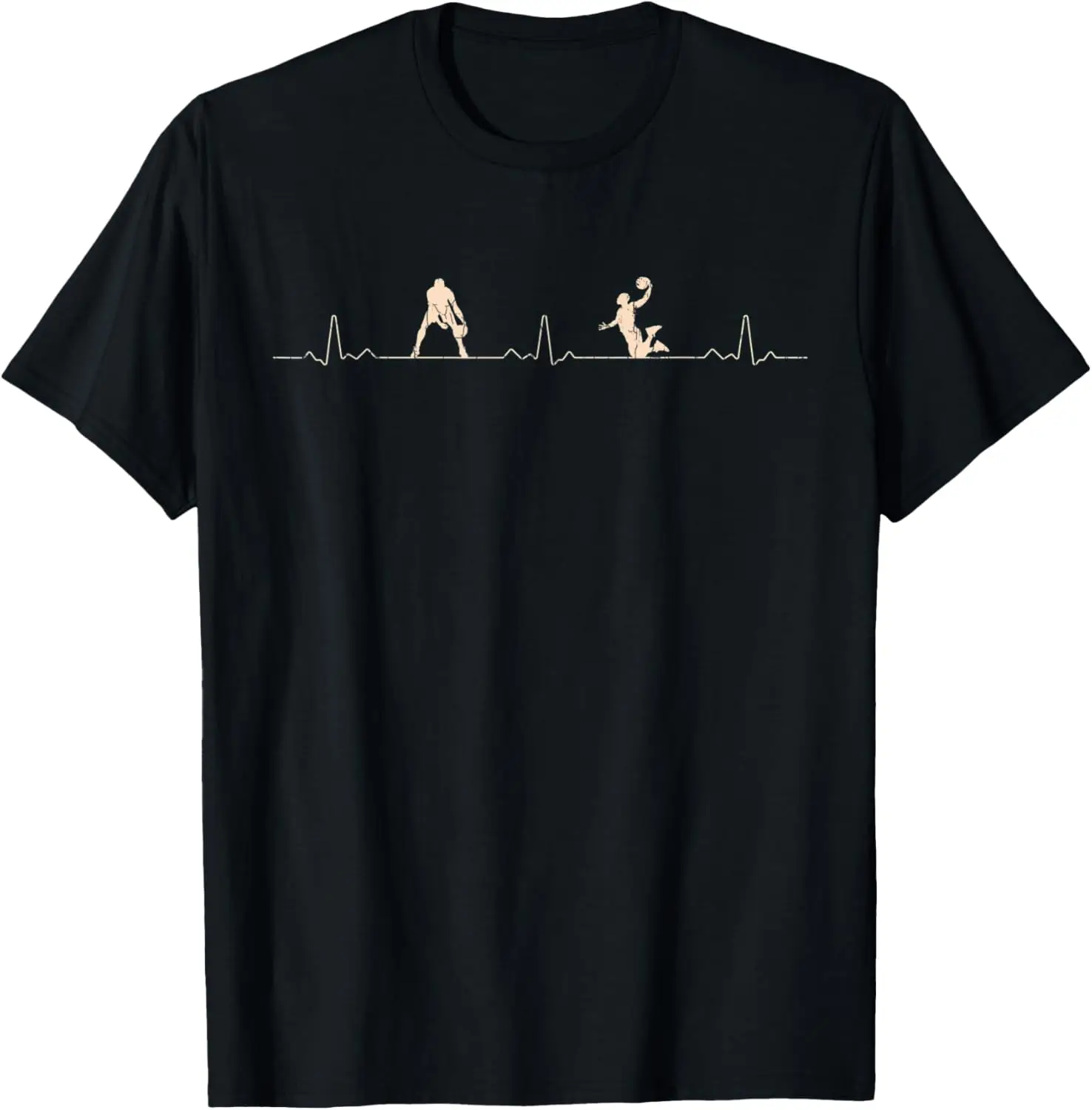 Vintage Retro Basketball-Player Heartbeat Gift Basketball T-Shirt