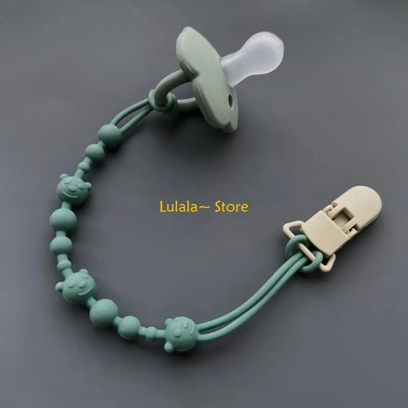 Y4QA Silicone Baby Pacifier Chain Teething Toy Clip Practical Newborns Pacifier Chain