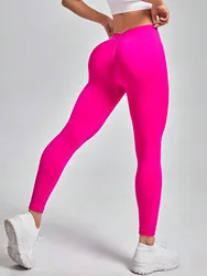 Honing Perzik Heup Lift Naadloze Gebreide Leggings Sexy V-Taille Sport Fitness Leggings Push Up Booty Yoga Broek