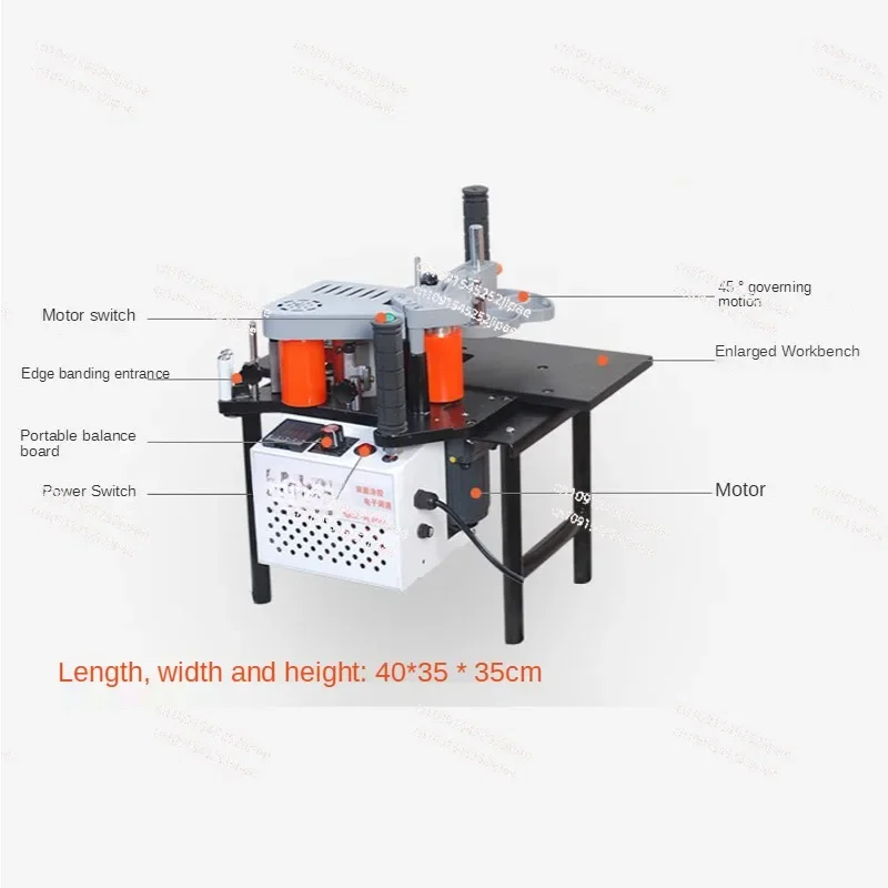 900W Small Manual Edge Banding Machine Double Side Gluing Portable Edge Bander Woodworking Edge Banding Machine 220V