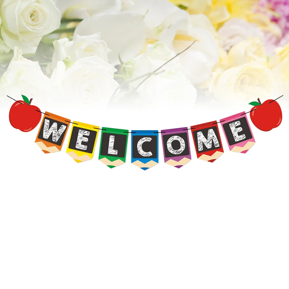 

Letter Pull Flag Welcome Bunting Colorful Design Premium Paper Classroom Decorations Back to School Party Supplies Starting