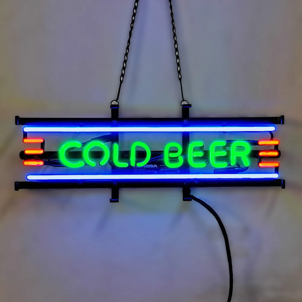 Cold Beer Custom Handmade Real Glass Tube Bar Party Restaurant Motel Store Advertise Room Decor Display Neon Light Sign 17