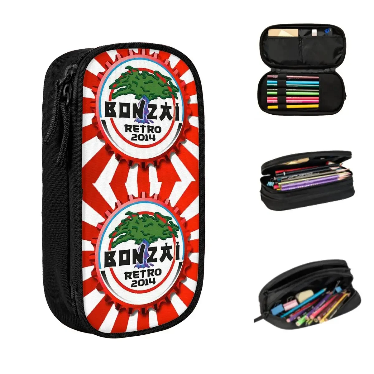 Bonzai Records Logo Pencil Cases Large Capacity Pen Bags Pen Box Pencil Pouch For Boys Girls Students Stationery School Office