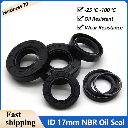 2/5 Uds ID17mm NBR sellos de aceite TC-17 * 24/26/27/28/30/32/35/40/45/47*4/5/6/7/8/10mm juntas de sellado de doble labio de eje de goma de nitrilo