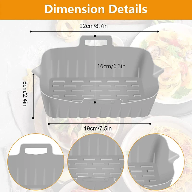 Rectangle Silicone Air Fryer Basket Pot Liner for Ninja Dual Airfryer Reusable Grill Baking Mold Tray Kitchen Accessories