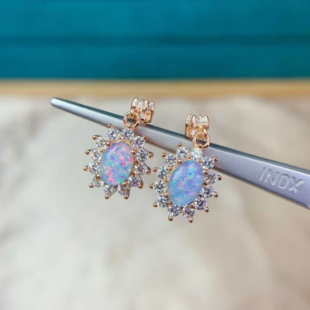 

Серьги из стерлингового серебра, классический дизайн, серьги-гвоздики с опалом, 5 мм * 7 мм, натуральный опал, ювелирные изделия из серебра 925 пробы для женщин