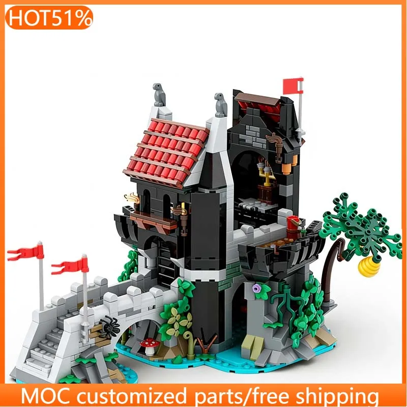 1162 pièces - Tour Wolfpack médiévale 6075 - Remake MOC - Blocs de construction modulaires personnalisables - Modèle éducatif - Jouet d'assemblage DIY pour garçons - Cadeau