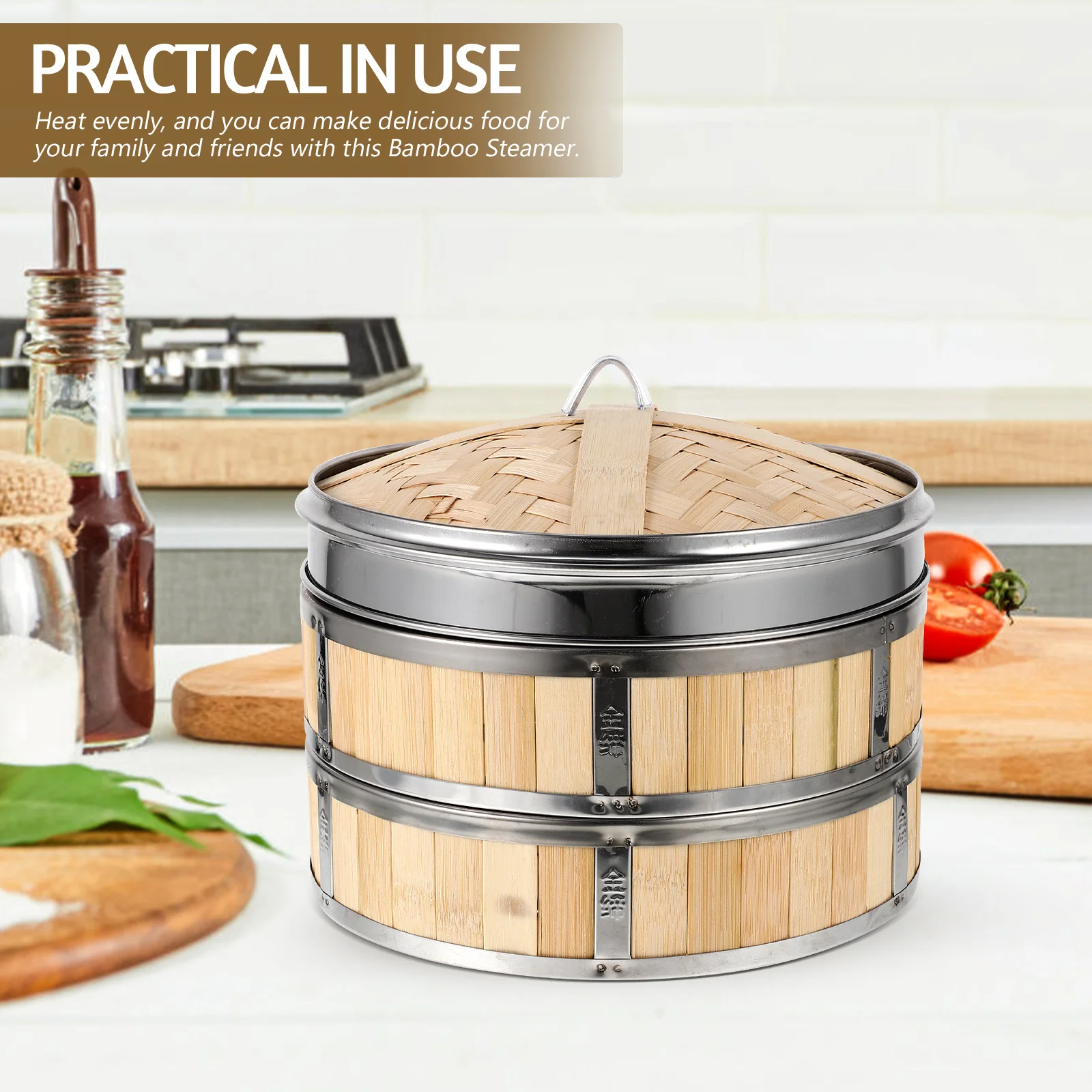 

1 комплект, бамбуковая пароварка, многослойная крытая корзина для пароварки, термостойкая корзина для приготовления на пару для булочек, пельменей