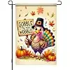 Thanksgiving Turkey Garden Flag Gobble Til You Wobble 12x18 Inch jjp